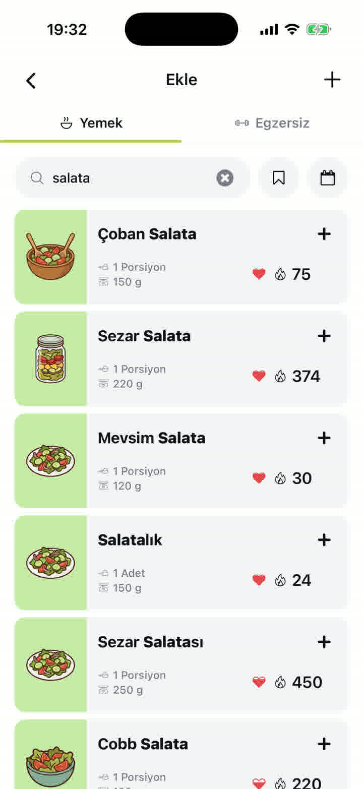 Yemek arama ekranı